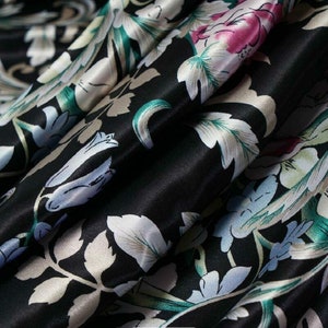 Vintage Floral Soft Satin for Party, Special Occasion, Everyday Wear, Office Work Dress Fabric to Create Your Own Unique Style.