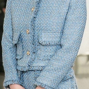 Tweed Fabric Has Gold Thread Weave for Suite, Jacket, Everyday Wear, Office Work Dress Fabric to Create Your Unique Style.