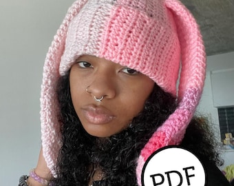 Duo-Tone Crochet Bunny Ear Beanie Downloadable PDF Crochet Pattern | Rae Crochets