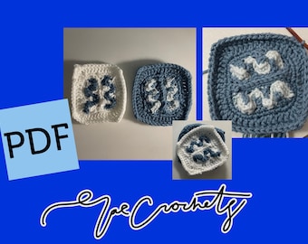 Aquarius Symbol Crochet Granny Square Pattern Rae Crochets