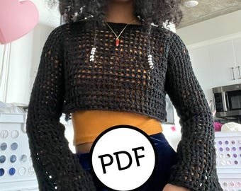 Crop Mesh Sweater Cover-Up Shrug Downloadable PDF Crochet Pattern | Rae Crochets