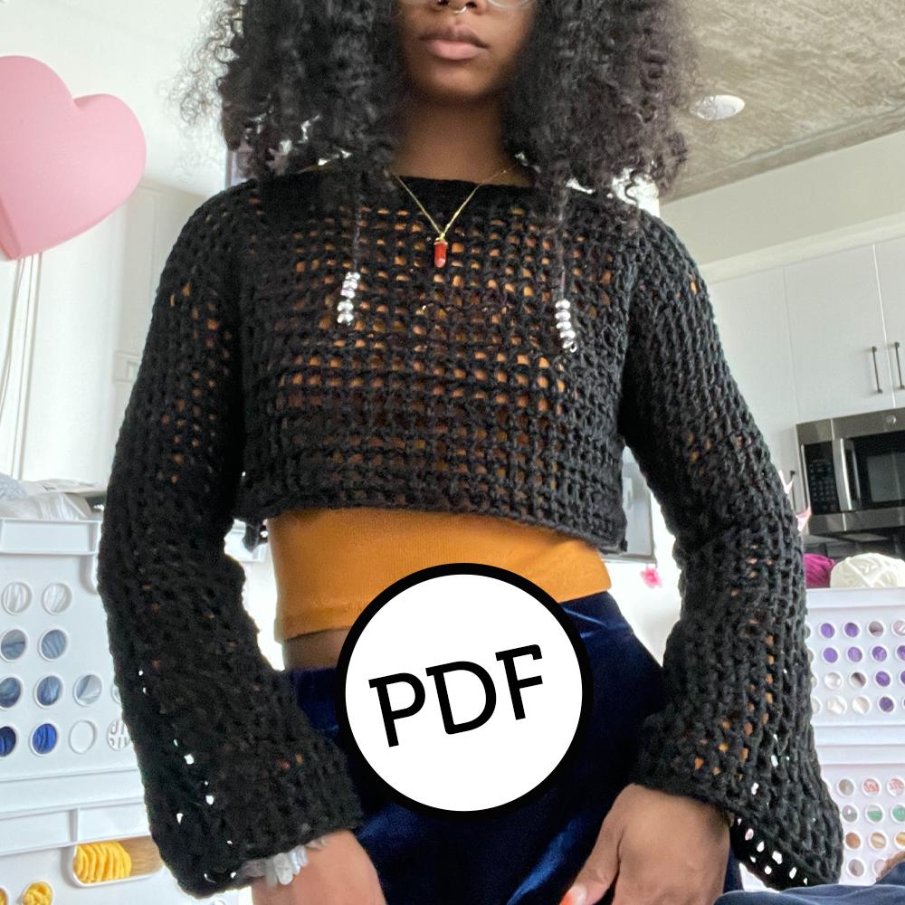 39 Mesh Sweater Crochet Patterns for Airy Layers, Pullovers, and Cardigans 12 Crop Mesh Sweater Cover-Up Shrug Crochet Pattern Rae