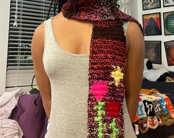 Tulip Flower Valentines Day Tapestry Scarf Crochet Pattern | Rae Crochets