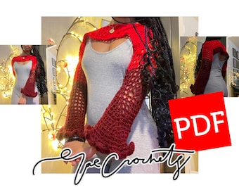 Trui met kleurblok en kleurblok, bolero bolero downloadbare pdf haakpatroon | Rae Crochets