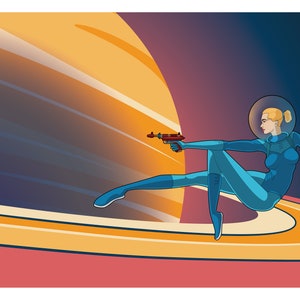 Retro Sci-fi. Vector Art. Wall Decor - Sea of Stars - 01