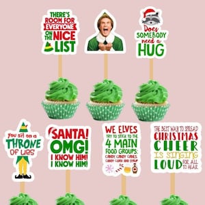 Elf cupcake toppers - Set of 12 | Christmas party