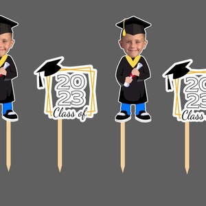 Decoración personalizada para cupcakes de graduación/clase de 2023, juego de 12