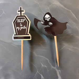 RIP to my Youth Cupcake Toppers - Juego de 12 /30TH 40TH 50TH 60TH Fiesta de cumpleaños /