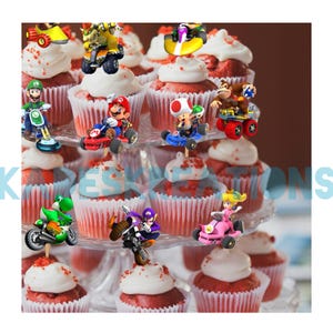 Go Kart Cupcake Toppers - Set of 12 | Kids Birthday | Super Mario Birthday