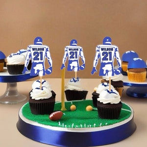 Football Cupcake Toppers - Set of 12 | Personalize with Name and Number of choice | Football Party