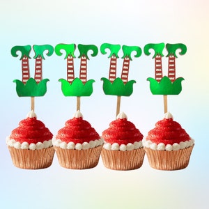 Elf Legs Cupcake Toppers - Set of 12 | Christmas Party