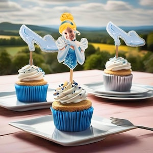 Toppers personalizados de Cenicienta Cupcake - Set de 12 / Personalizar con tu cara / Princess Party