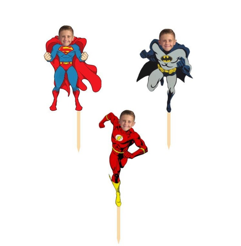 Personalized Superhero Cupcake Toppers Set of 12 Superhero Etsy
