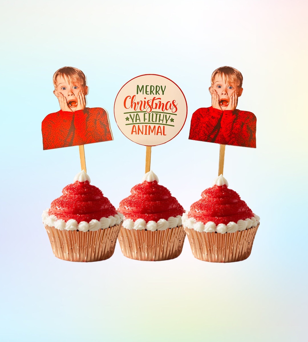 Home Alone Cupcake Toppers Set of 12 Christmas Party Etsy