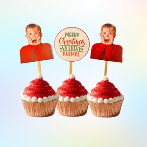 Allein zu Hause Cupcake-Topper – 12er-Set | Weihnachtsfeier