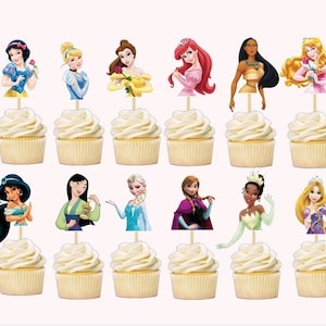 Décorations pour cupcakes Princesse - Lot de 12 | Fête d'anniversaire de princesse |