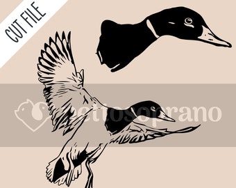 Flying Wild Duck Instant Digital Downloadable File for Silhouette,Clipart,Vector,Cricut.In Svg,Dxf,Png,Jpg,Ai,Eps Format