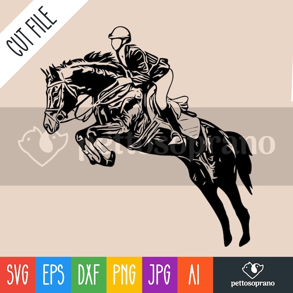 Show Jumping Horse Instant Digital Downloadable File for Silhouette,Clipart,Vector,Cricut.In Svg,Dxf,Png,Jpg,Ai,Eps Format
