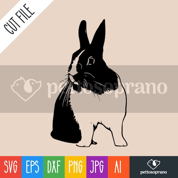 Dutch Rabbit Instant Digital Downloadable File for Silhouette,Clipart,Vector,Cricut.In Svg,Dxf,Png,Jpg,Ai,Eps Format