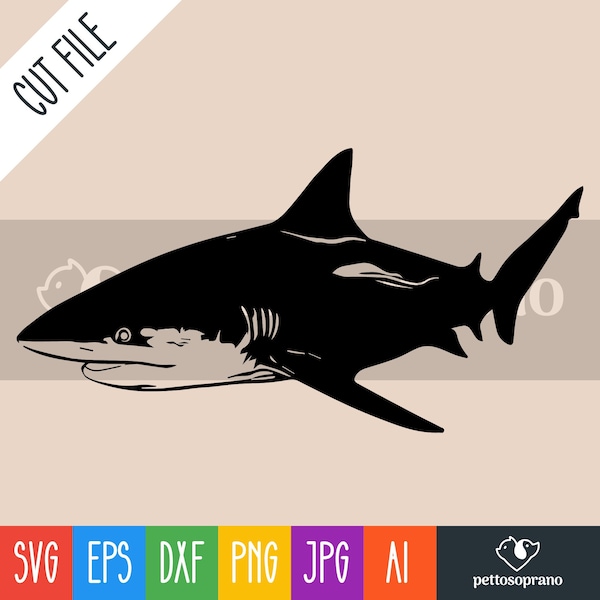 Bull Shark Instant Digital Downloadable File for Silhouette,Clipart,Vektor,Cricut.In Svg,Dxf,Png,Jpg,Ai,Eps Format.