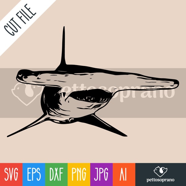 Hammerhead Shark Instant Digital Downloadable File for Silhouette,Clipart,Vector,Cricut.In Svg,Dxf,Png,Jpg,Ai,Eps Format.