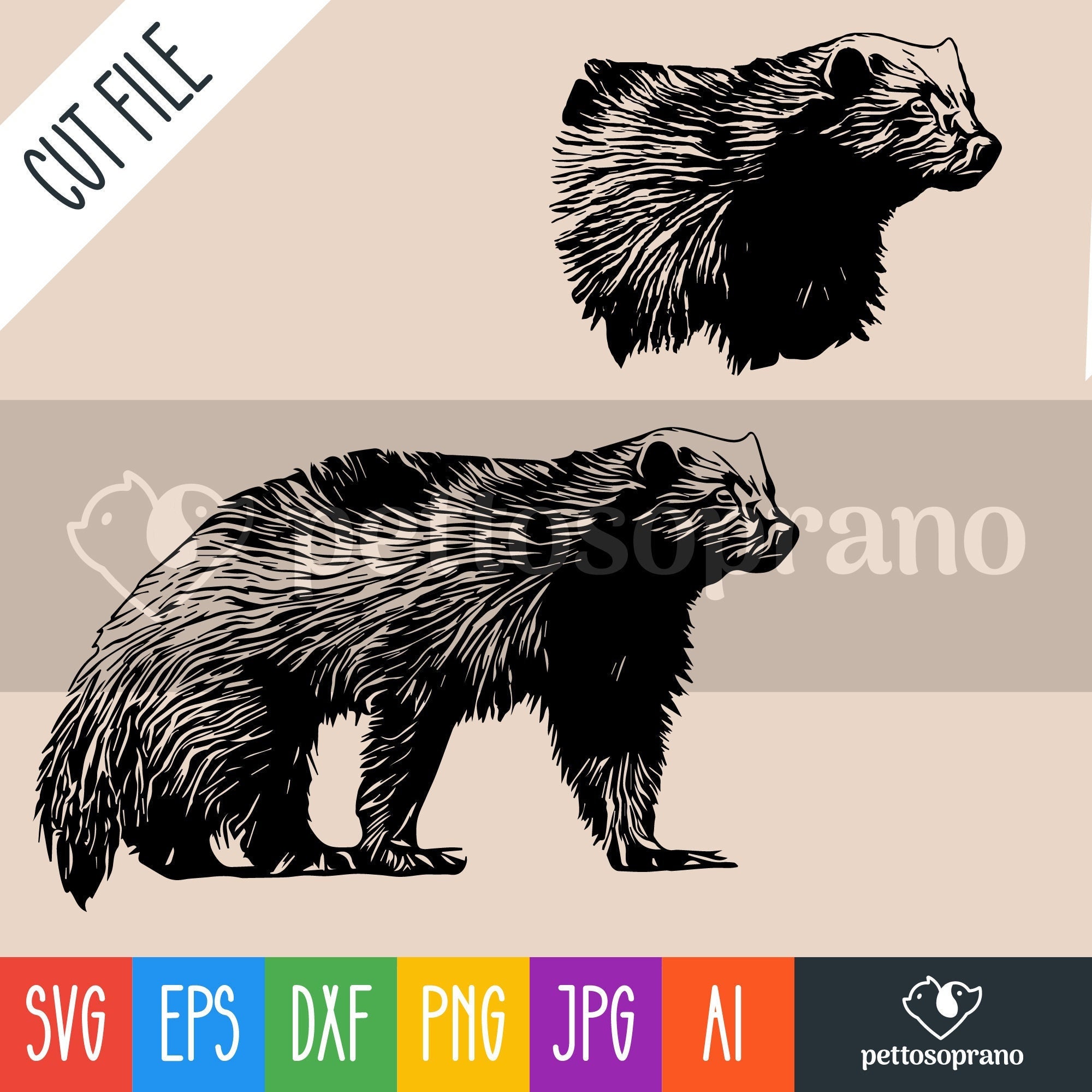 Wolverine Wild Animal Instant Digital Downloadable File for Silhouette ...