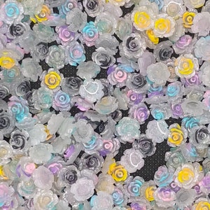 50/100Pcs 3d Rose Flower Nail Charms Glow in the Dark, DIY Charms, Flatback Charm, Charm Lot