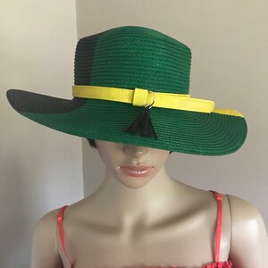Hand Painted Jamaican Black-Green-Yellow Narrow Brim Sports Hat
