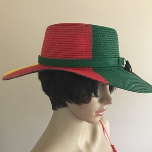Hand Painted Jamaican Red-Black-Green-Yellow Rasta Narrow Brim Sports Hat