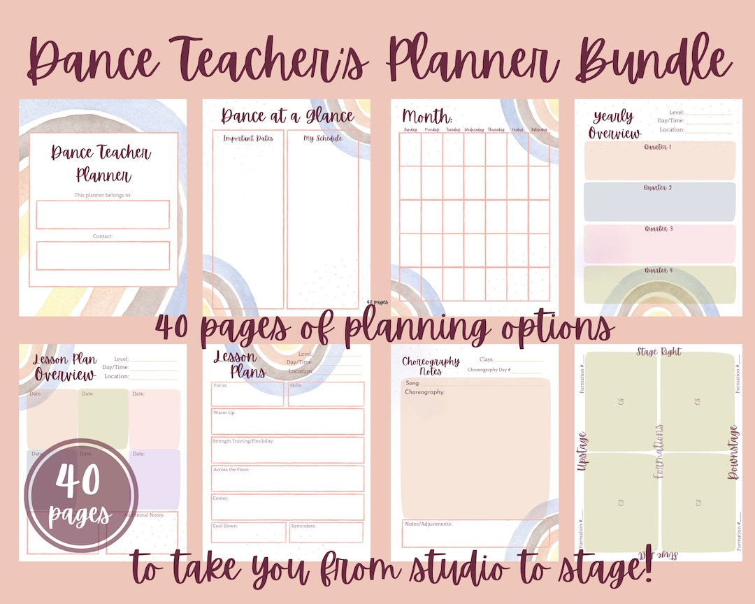 Dance Teacher Planner Bundle Choreography Planning, Dance Studio