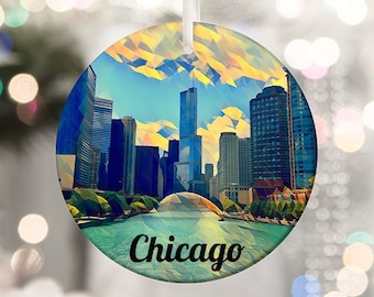 Chicago Ornament, Chicago Christmas, Christmas Gift, Christmas Ornament, Tree Ornament, Newlywed Ornament, Housewarming Gift, Chicago Gift