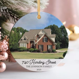 Ornamento per la nuova casa, ornamento con foto della casa, ornamento con foto personalizzato, primo Natale nella nuova casa, ornamento con indirizzo, ornamento con nome di famiglia personalizzato