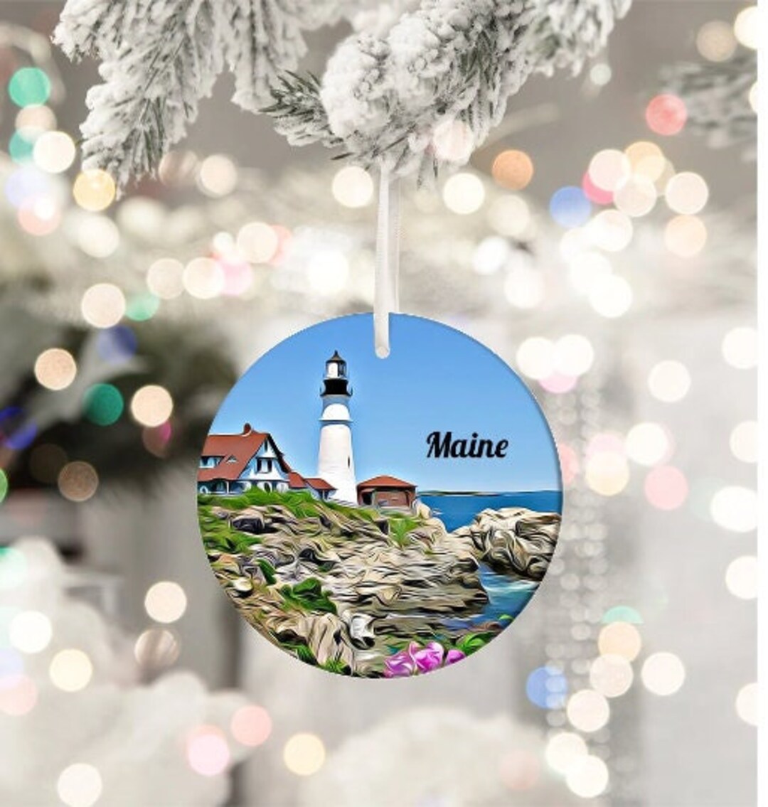 Maine Ornament, Christmas Ornament, Tree Ornament, Maine Christmas