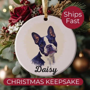 Ornement commémoratif personnalisé pour animal de compagnie, décoration de Noël de chien personnalisée, portrait à l&#39;aquarelle, souvenir de perte de chien ou de chat, cadeau de Noël pour les amoureux des animaux de compagnie