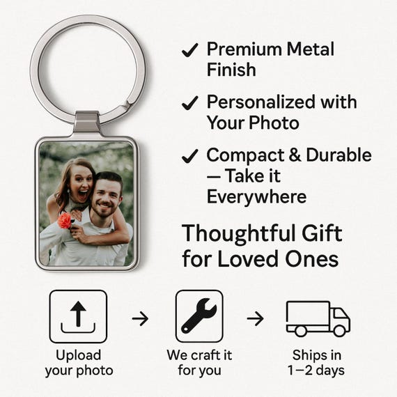 Personalized Photo Keychain, Custom Picture Keychain, Photo Gifts, Personalized Keychain Gift, Anniversary Gift, Unique Couples Gift