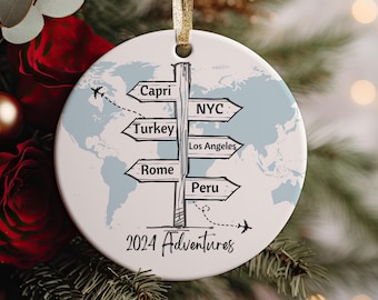 Custom Travel Ornament, Adventures Ornament, Places We Visited Christmas Ornament, Personalized Vacation Gift, Travel Keepsake