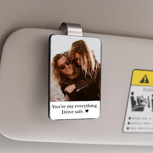 Regalo para novia, clip de foto personalizado para visera de coche, recordatorio de conducción segura, soporte de fotos personalizado