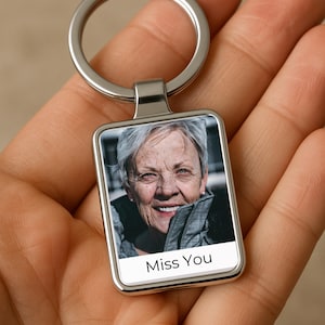 Custom Memory Photo Keychain, Sympathy Gifts Keepsake, Personalized Remembrance Gift, Long Distance Gift for Loved One, Memorial Keyring
