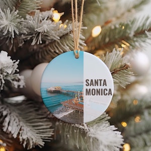 Santa Monica Christmas Ornament, Christmas Gift, Santa Monica Gift, Santa Monica Travel, Christmas Decor, Santa Monica Souvenir