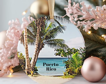 Adorno navideño de Puerto Rico, regalo puertorriqueño, recuerdo de viaje al Caribe, recuerdo de vacaciones en la playa, decoración para el árbol de Navidad