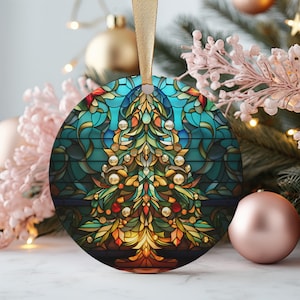 Christmas Ornament, Stained Glass Christmas Tree Ornament Gift, Holiday Tree Decoration Gift, Gift Idea, Holiday Decor, 2025 Ornament Gift