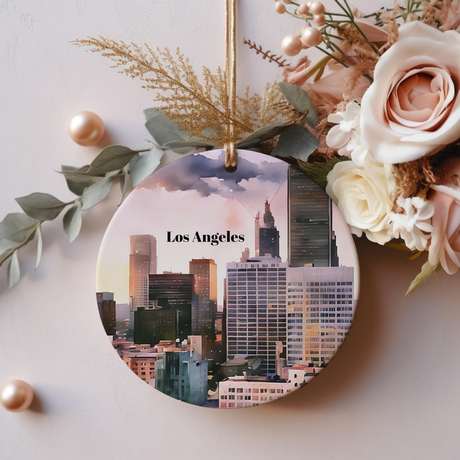 Los Angeles Travel Christmas Ornament, Christmas Gift for Travelers