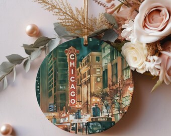 Chicago Ornament, Chicago, Christmas Ornament, Chicago Gift, Travel Christmas Ornament, Christmas Decor, Chicago Souvenir, Chicago Travel