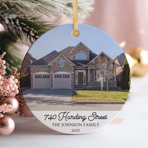 Decorazione per il primo Natale nella nuova casa, decorazione con foto della casa, decorazione con indirizzo, decorazione con foto, decorazione per inaugurazione della casa, regalo di chiusura per agente immobiliare