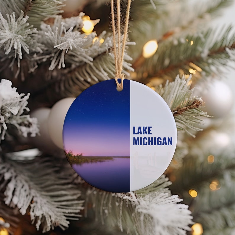 Lake Michigan Ornament, Christmas Lake Michigan Gift, Christmas Gift, Lake Michigan Christmas
