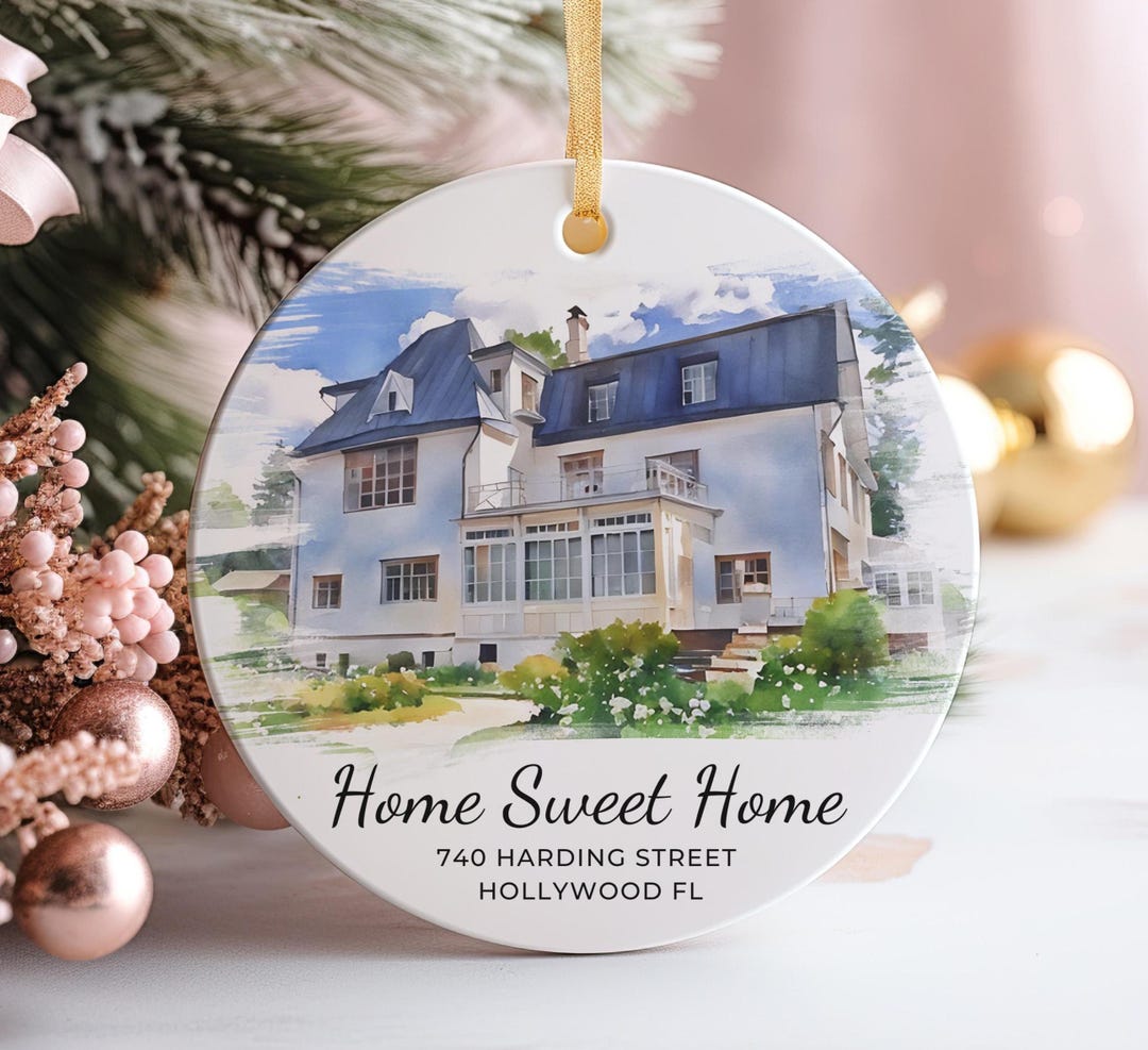 New Home Ornament, Custom Watercolor House Portrait From Photo, First ...