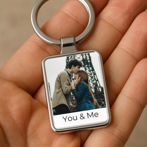 Couple Photo Keychain, Custom Picture Keyring, Personalized Gift for Boyfriend or Girlfriend, Anniversary Keepsake, Custom Keychain Gift