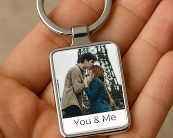 Llavero con foto de pareja, llavero con foto personalizado, regalo personalizado para novio o novia, recuerdo de aniversario, llavero personalizado.