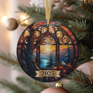 Christmas 2025 Ornament, Christmas Decoration, Holiday Gift Idea, Heirloom Keepsake, Round Ceramic, Gift Exchange, Gift Idea, Xmas Tree
