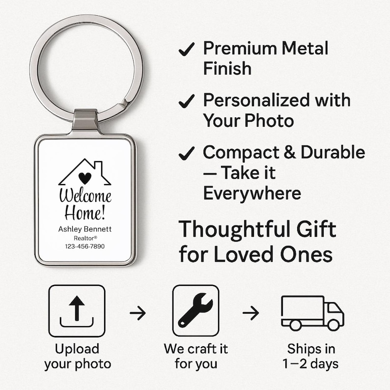 Welcome Home Metal Keychains, Realtor Client Gift Bulk, Personalized ...